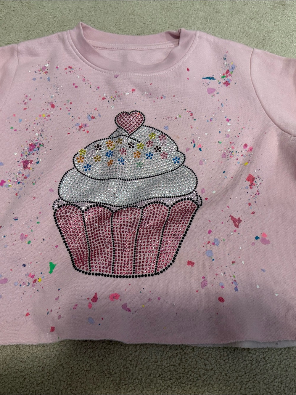 Rock & Candy Light Pink Rhinestone Cupcake Sweatshirt
